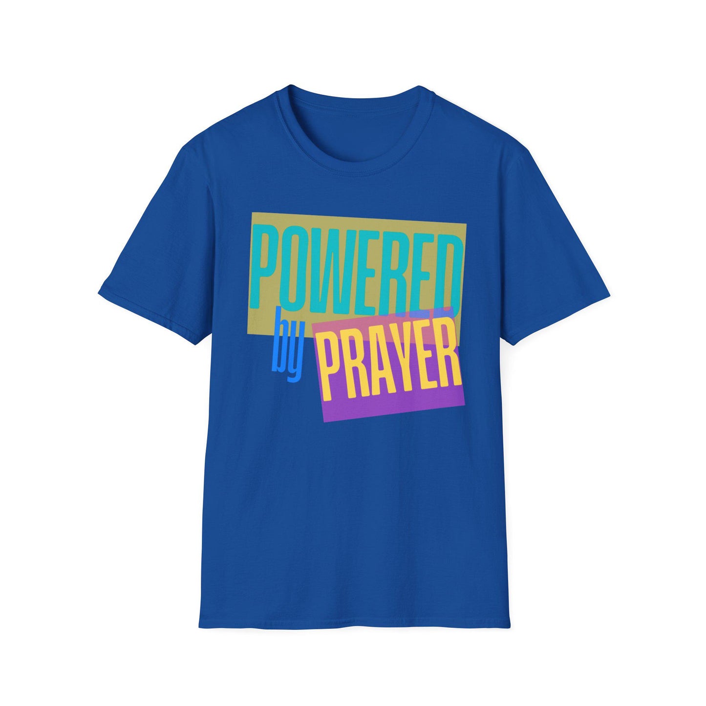 Powered by Prayer T-Shirt | Faith Typography Tee, Pastel Block Design