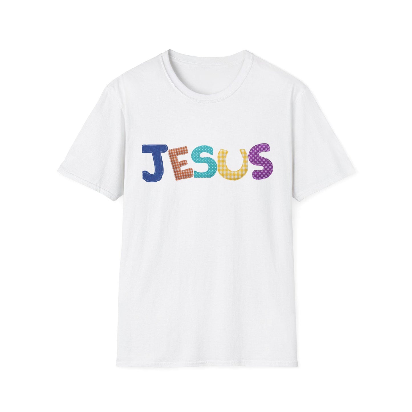 Colorful Patterned JESUS T-Shirt | Faith Typography Tee