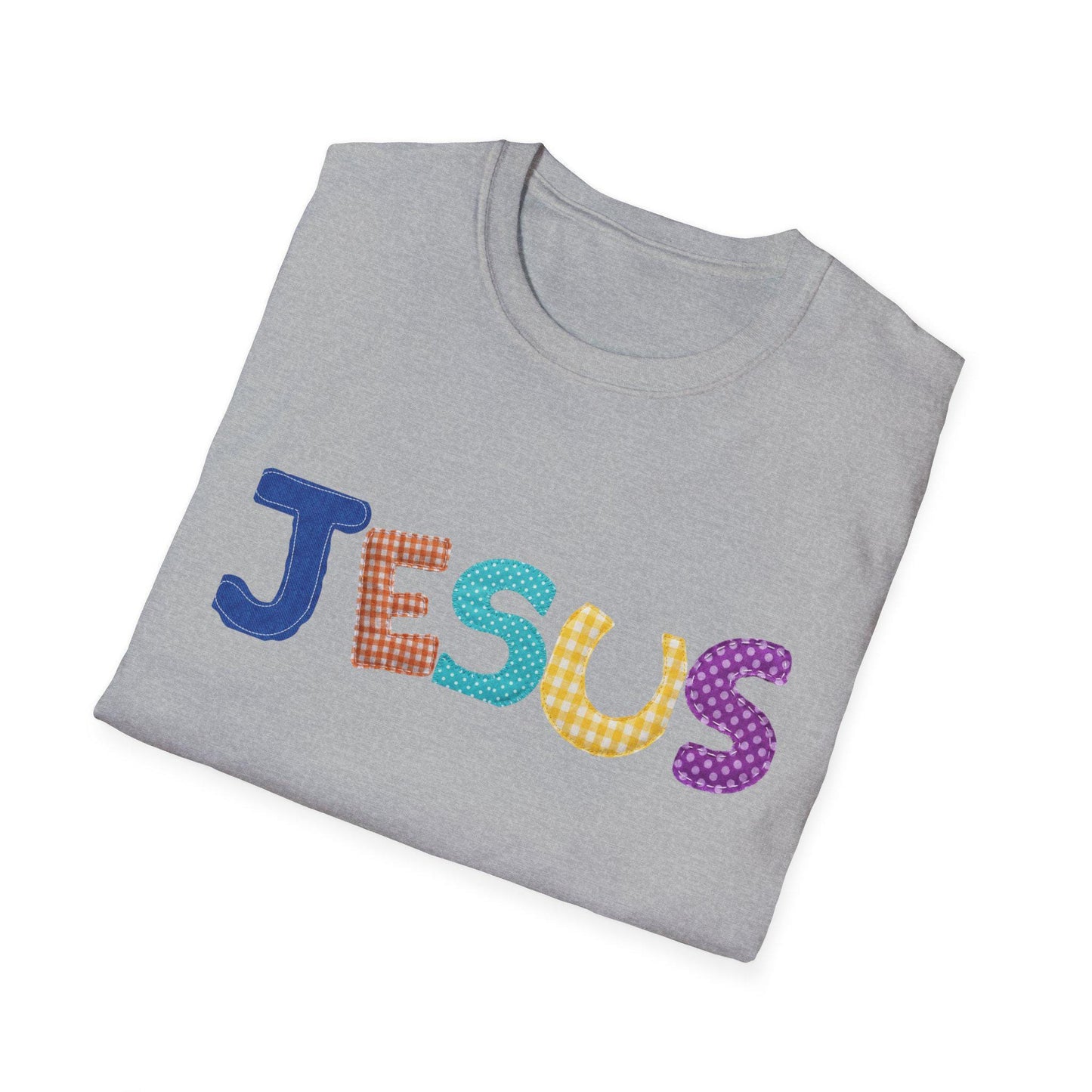 Colorful Patterned JESUS T-Shirt | Faith Typography Tee