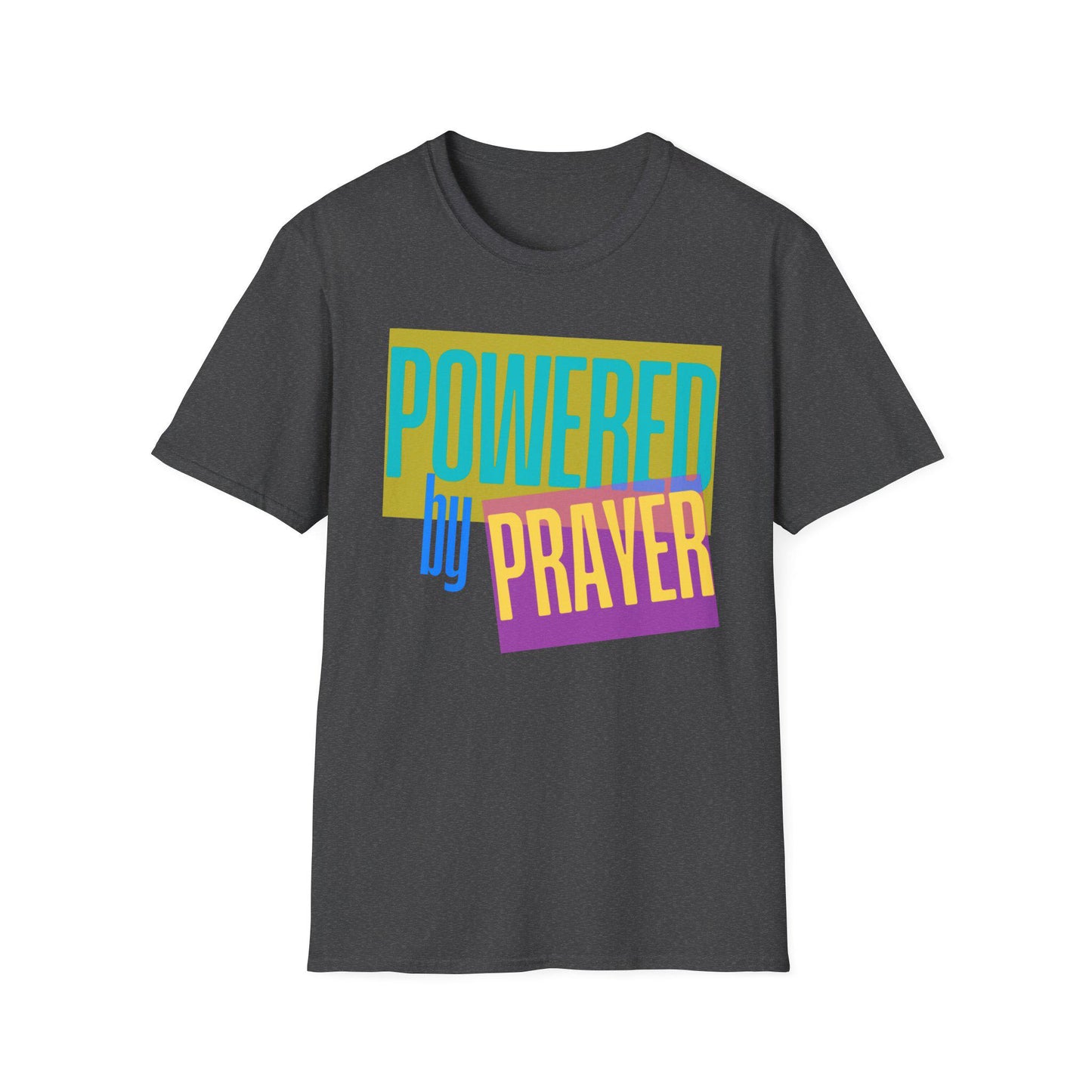 Powered by Prayer T-Shirt | Faith Typography Tee, Pastel Block Design