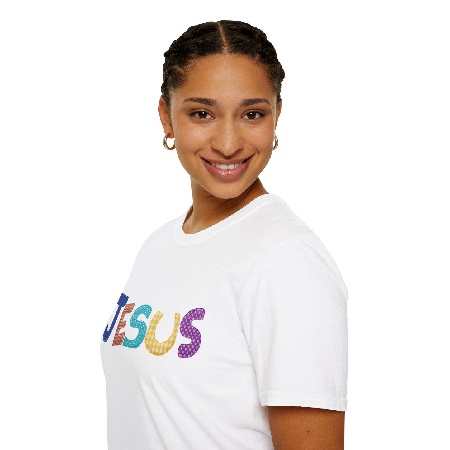 Colorful Patterned JESUS T-Shirt | Faith Typography Tee