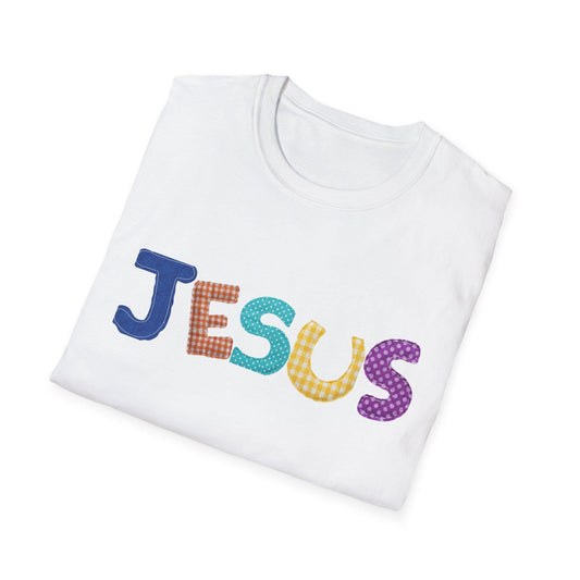Colorful Patterned JESUS T-Shirt | Faith Typography Tee