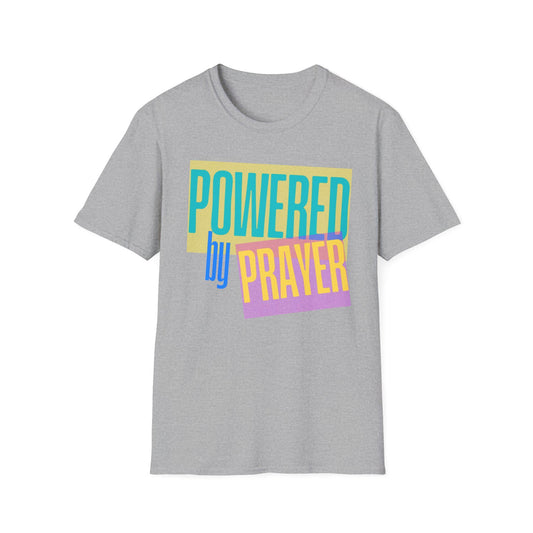 Powered by Prayer T-Shirt | Faith Typography Tee, Pastel Block Design