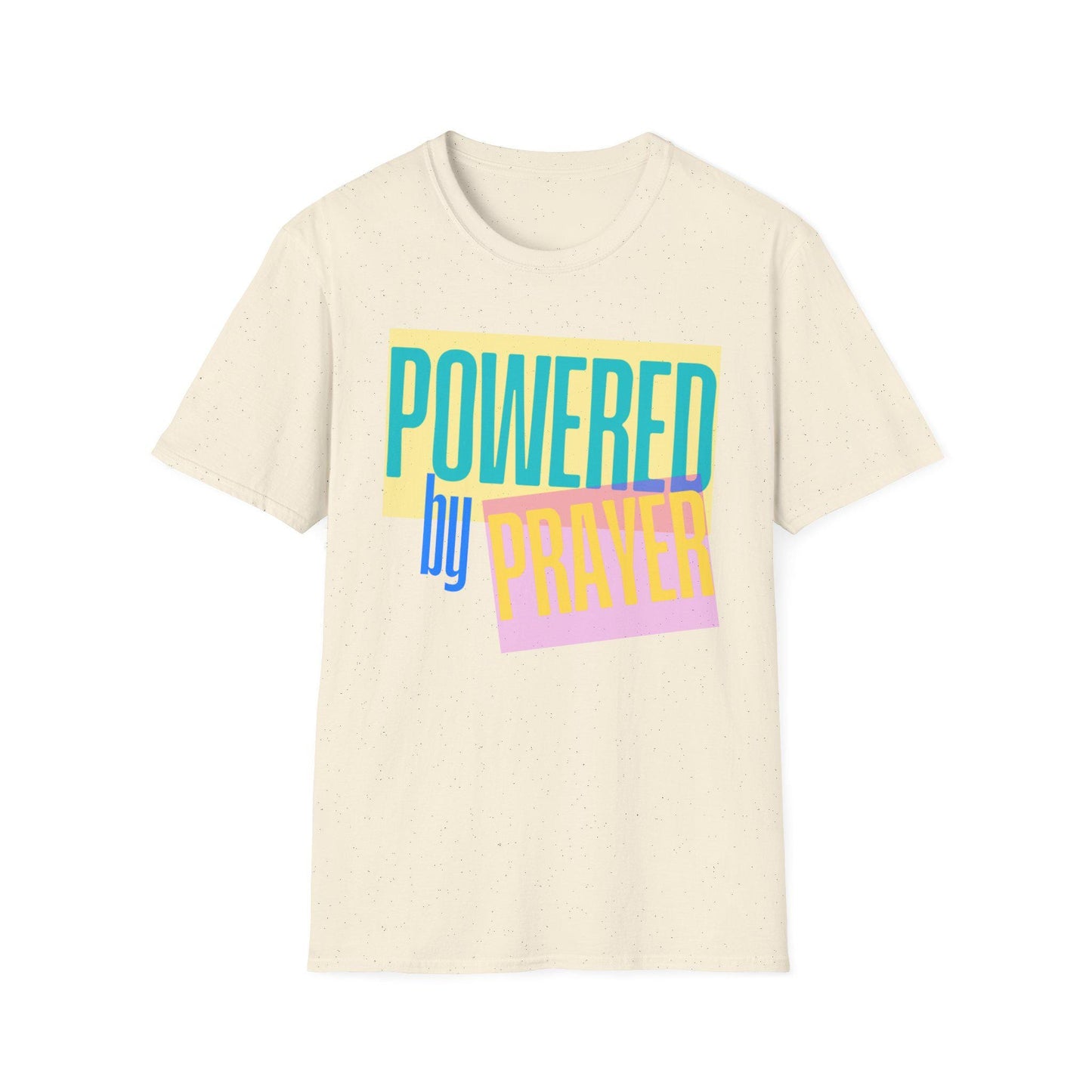 Powered by Prayer T-Shirt | Faith Typography Tee, Pastel Block Design