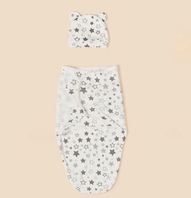 Cotton Swaddle Blanket & Hat Set | Newborn