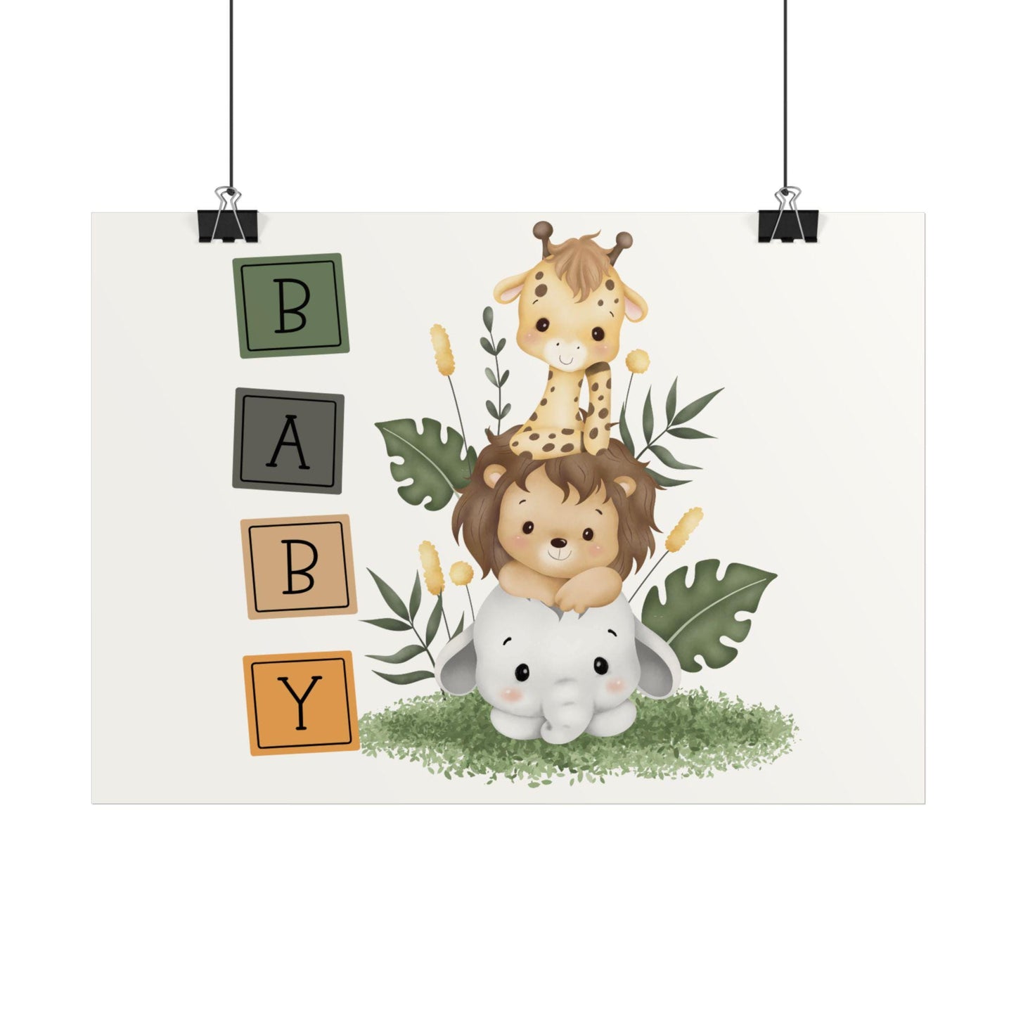 Safari Nursery Art Prints: Giraffe, Lion & Elephant - Personalized Baby Decor