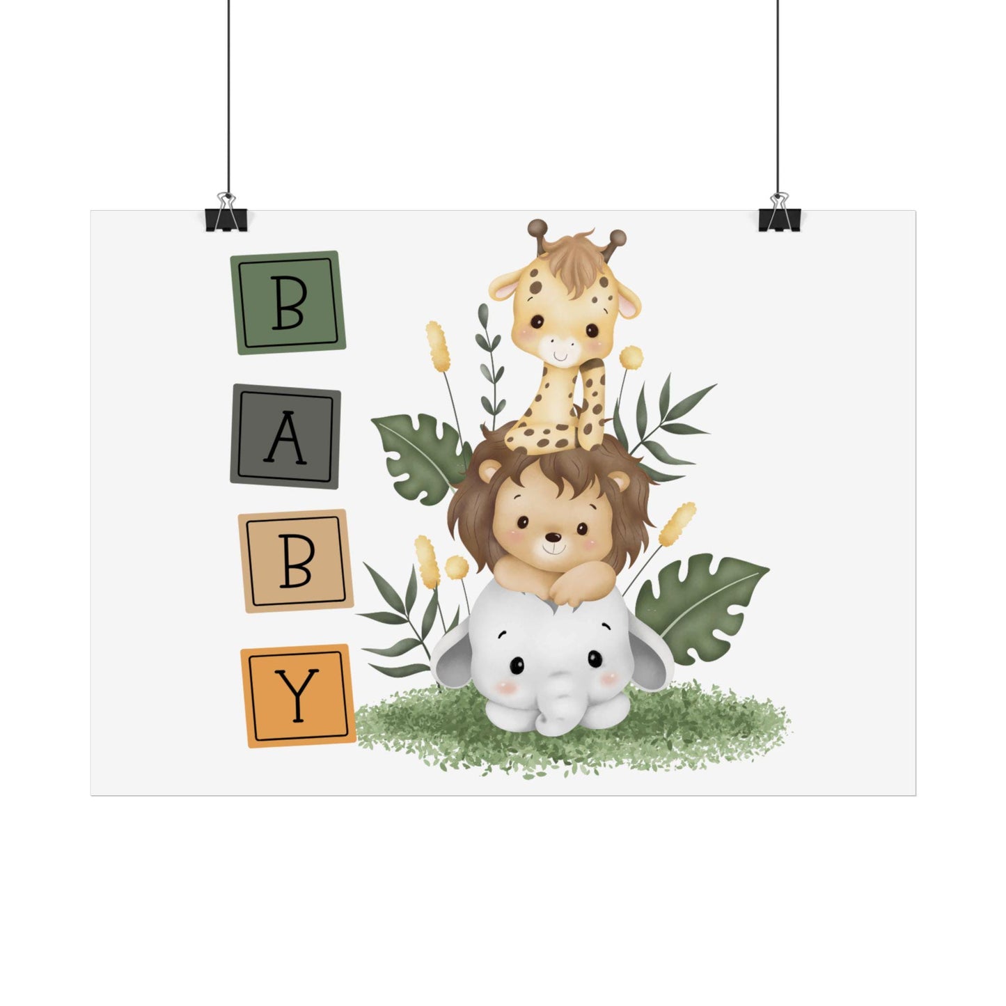 Safari Nursery Art Prints: Giraffe, Lion & Elephant - Personalized Baby Decor