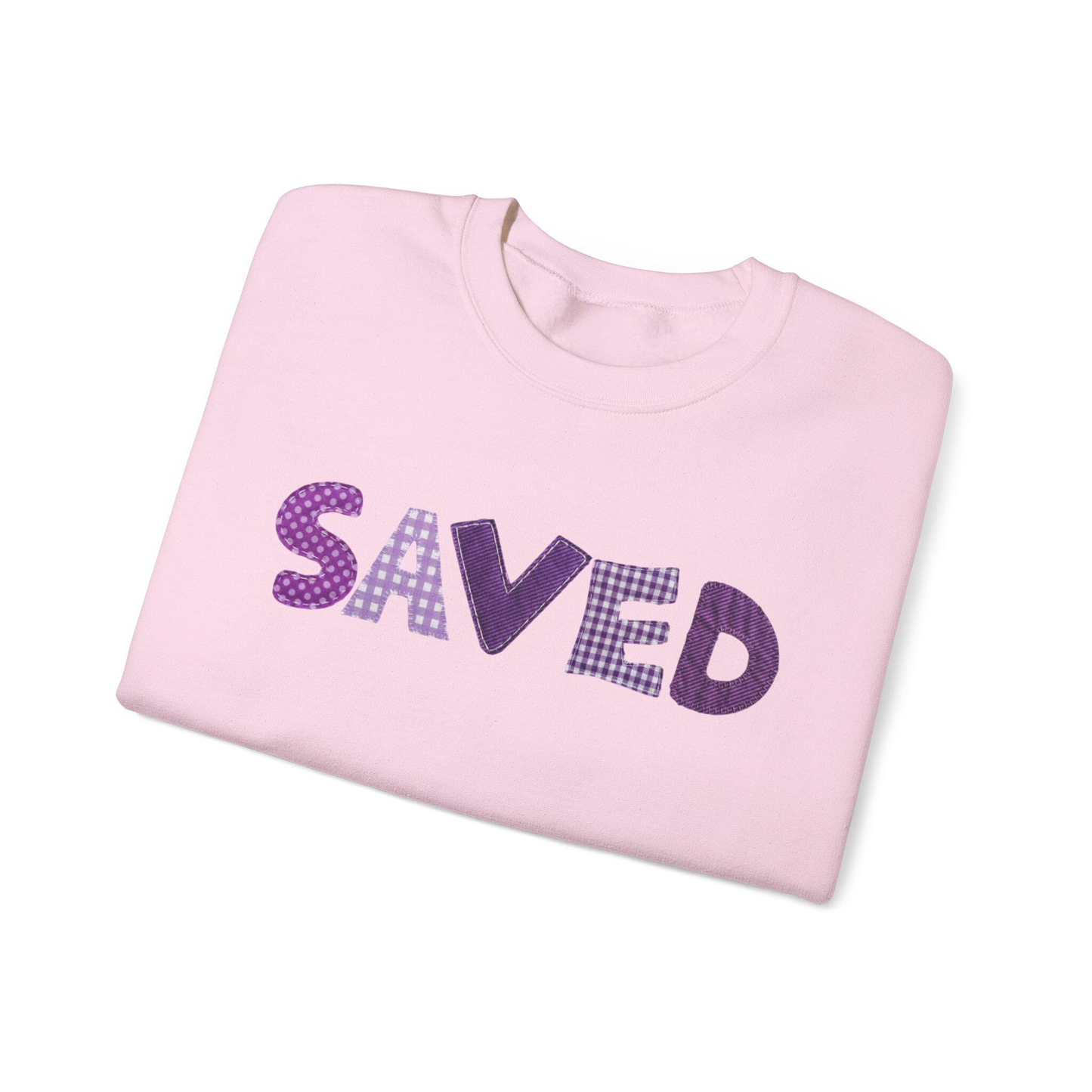 Saved Typography Sweatshirt | Purple Patchwork Lettering